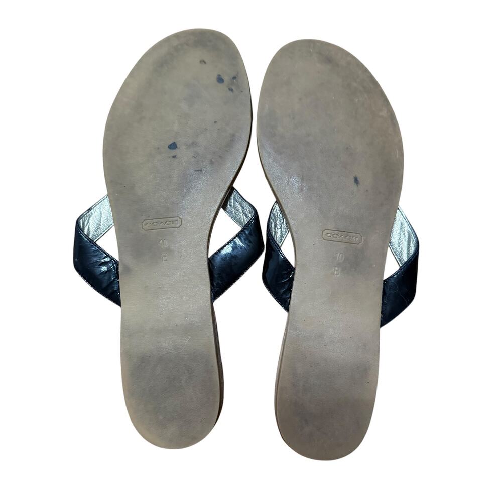 Coach Monogram Black and Brown Flip Flop Sandals Size 10 - Picture 4 of 4